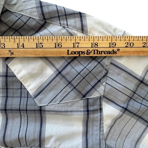 Coastal Clothing XL‎ Blue Plaid Short Sleeve Pearl Snaps Men's Western Shirt - Picture 3 of 10